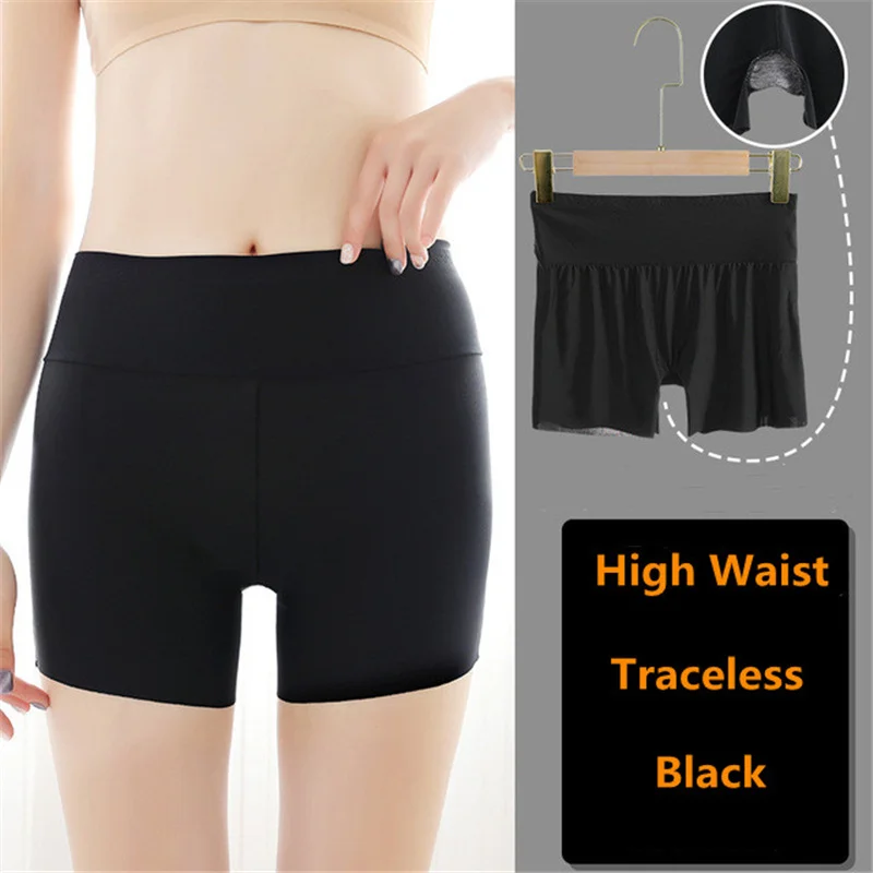 

Women Modal Ice Silk Lace High Waist Seamless Safety Shorts Ladies Pants Breathable Underwear Slimming