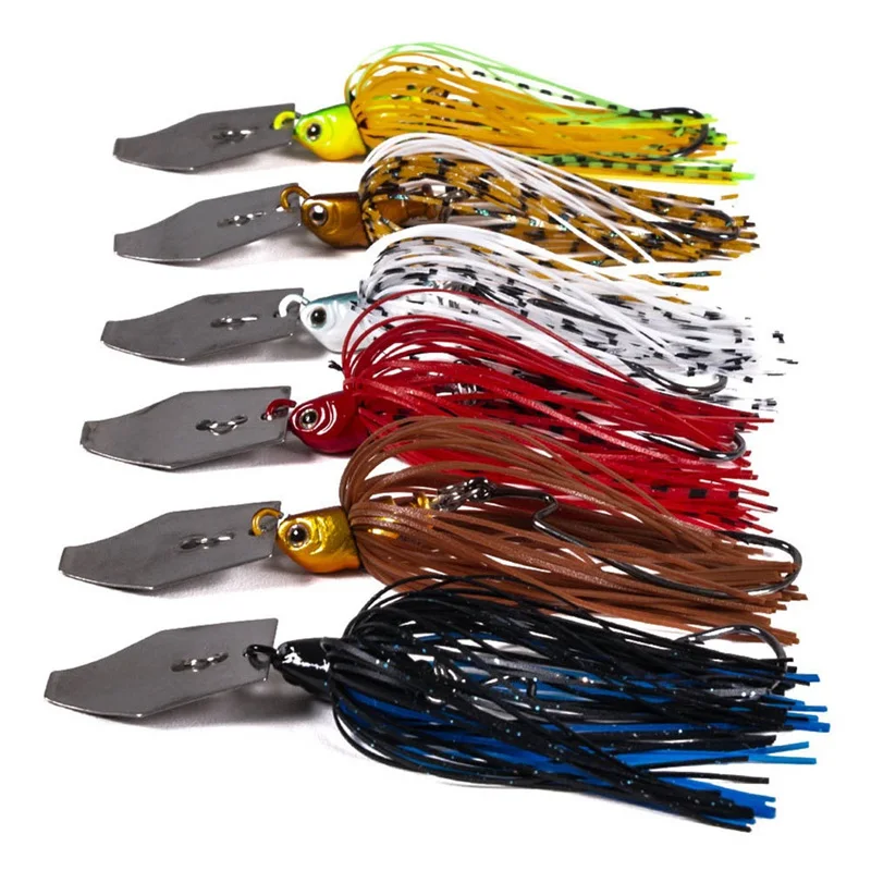 

6Pcs/set Spinner Baits Rotating Sequins Fringed Lead Head Fluff Fishing Lures Buzzbaits Isca Pesca Fishing Tackles