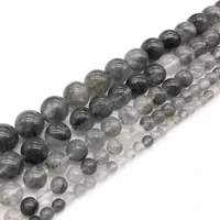 natural stone grey crystal quartz stone round loose beads for jewelry making spacer beads 4 12mm diy bracelet necklace 15%e2%80%9dinch