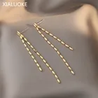 XIALUOKE S925 игла длинные серьги с кисточками винтажные геометрические металлические серьги-цепочки в форме зерна элегантные модные ювелирные изделия