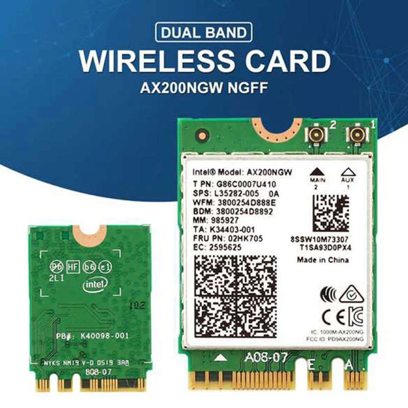 2400 Мбит/с двухдиапазонный Wifi 6 беспроводной Wi-Fi адаптер для карты AX200NGW NGFF M.2 802.11Ax с