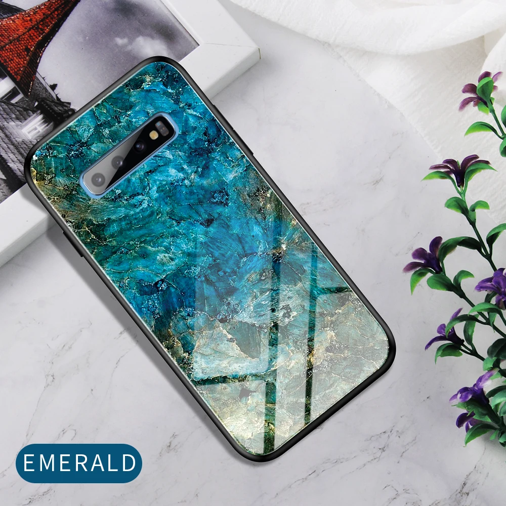 F Чехол для телефона samsung Galaxy S10 случае samsung S10e Мрамор закаленное Стекло Силиконовые Рама задняя крышка для samsung S10 плюс случаях - Цвет: F