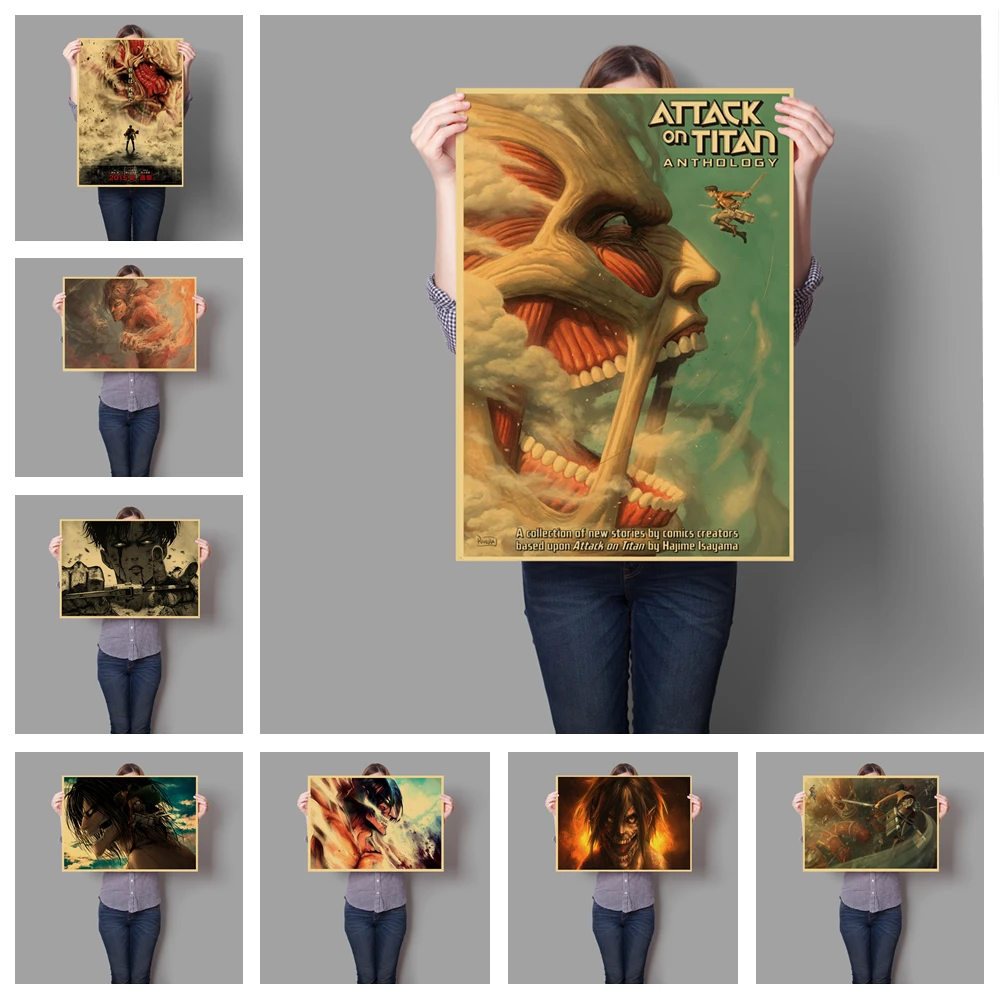 Популярная Картина из аниме игры для украшения дома Постер атака на Титанов в
