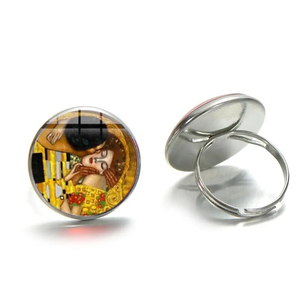 Художественное кольцо Густава Климта в стиле ретро с изображением поцелуев