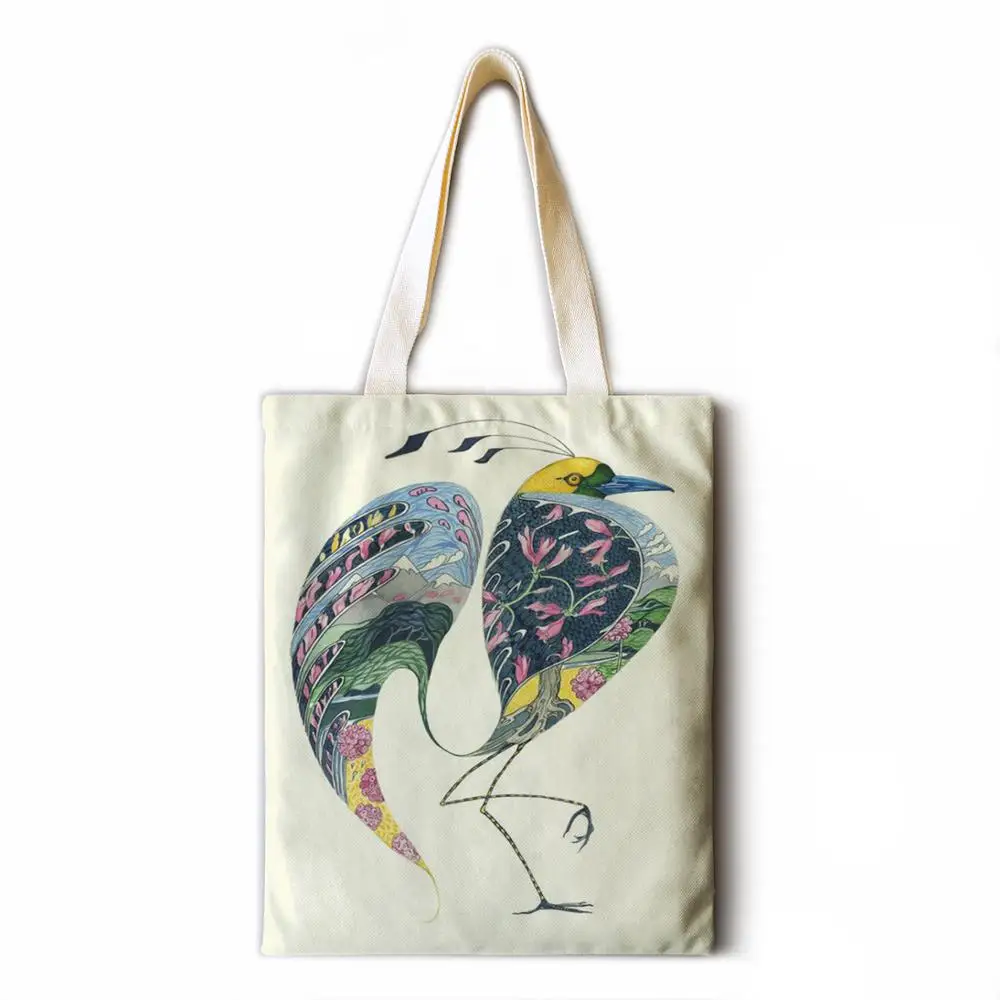 Animal Ukiyo-e cotton and linen ladies large-capacity casual printing handbag fashion art ladies shoulder bag