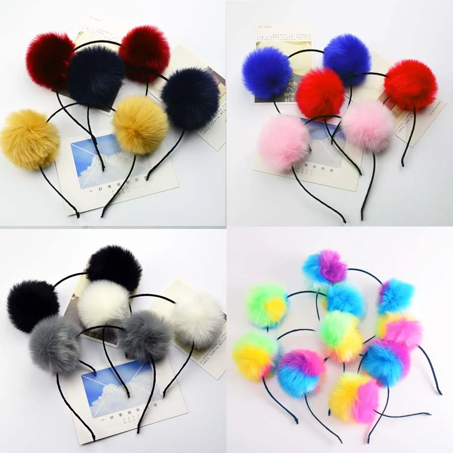 Повязка на голову с помпоном для девочек аксессуар волос в стиле принцессы