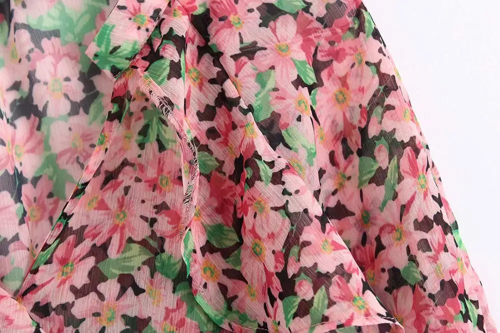 Женская блузка с v-образным вырезом Повседневная Блузка принтом и оборками