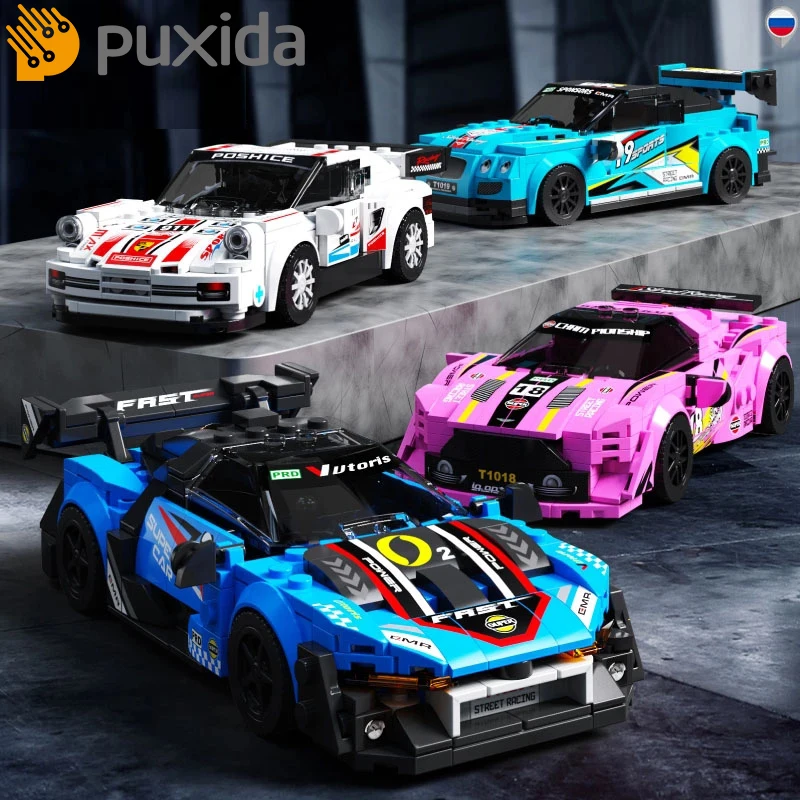 

PUXIDA Technical Super Track Racing 8 Grid Speed Car Children Assembling Building Blocks For 6+ Child Chiristmas Gift