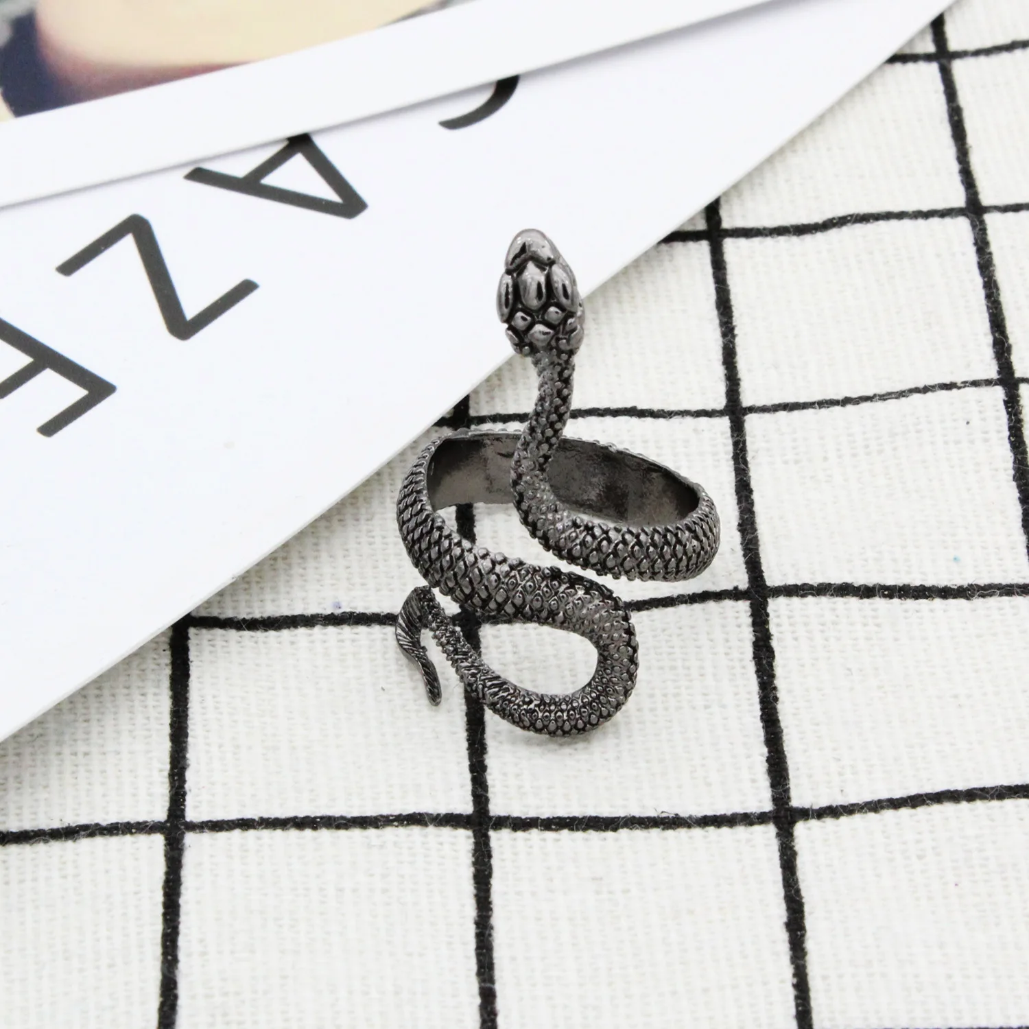 Панк животное кольцо готический черный серебряный Металл Змея кольца для мужчин