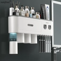 wall mounted toothbrush holder mouthwash cup toothpaste squeezer bathroom accessories storage rack box set household items