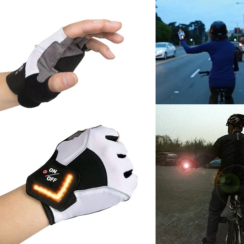 Открытый светодиодный езда на велосипеде перчатки поворотов полпальца