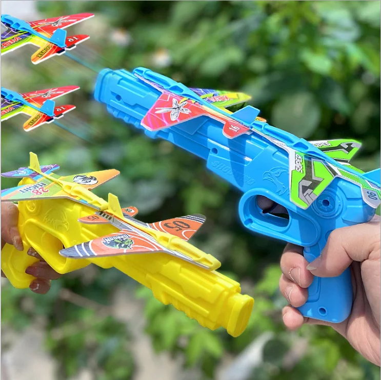 

1Set Boy Foam Catapult Airplane Children Outdoor Toy Hand Throwing Launcher Glider Model Bubble Catapult Plane Aircraft Game Toy