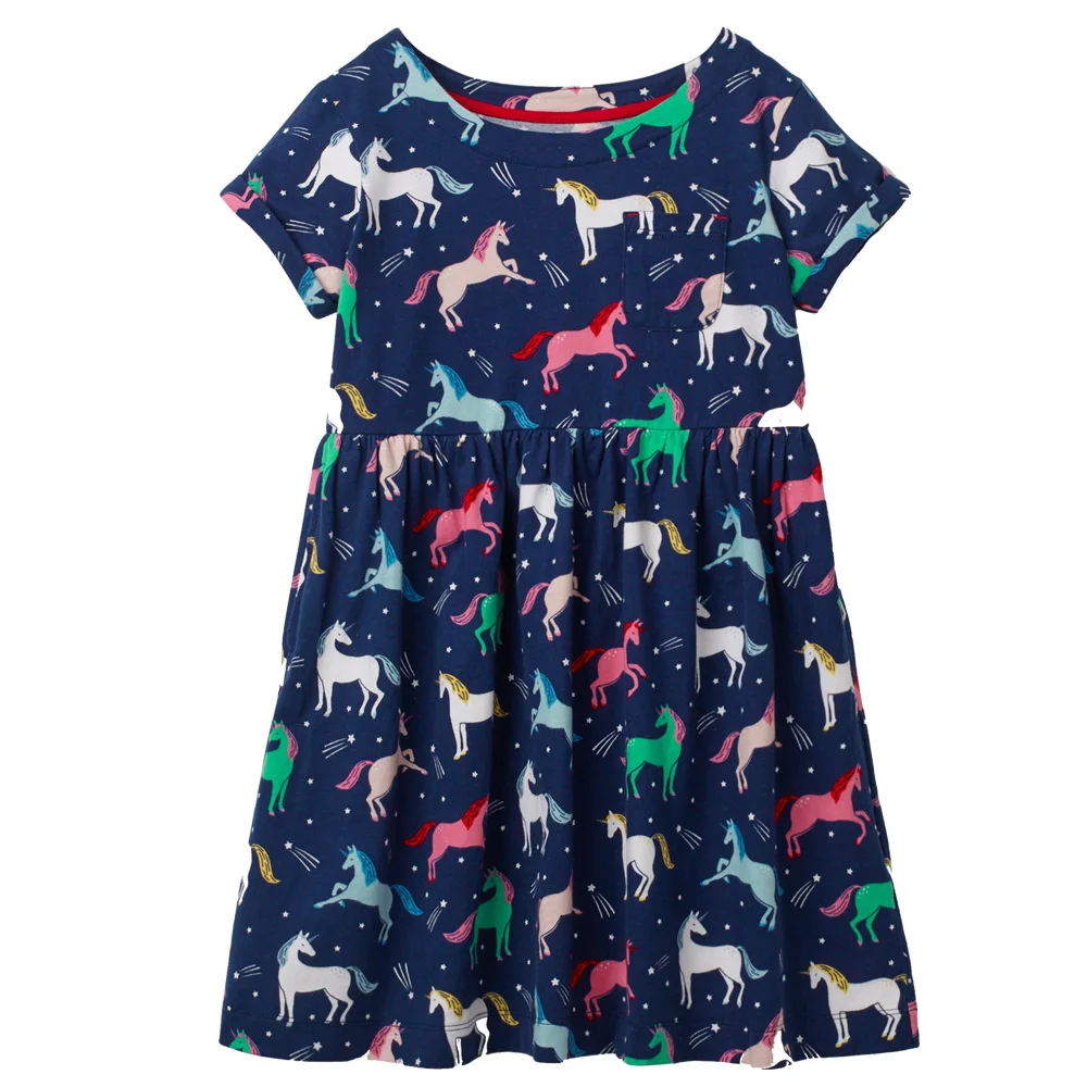 Платье с рисунком единорога для девочек хлопковое платье животных | Детская