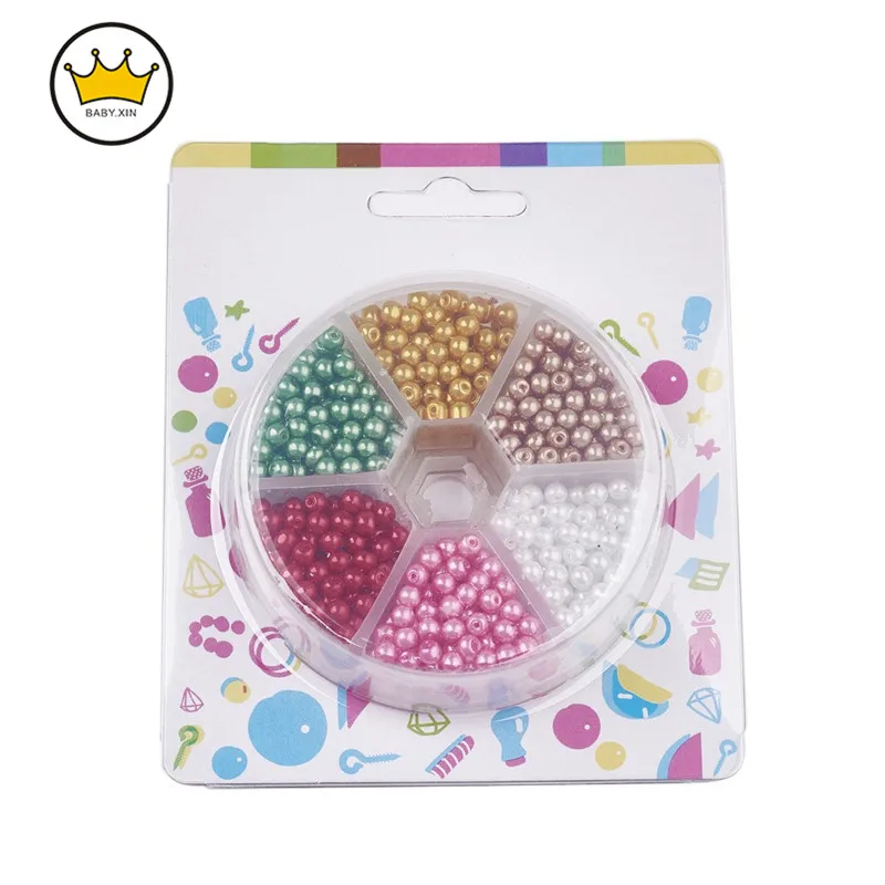 

4mm 650pcs/Box Pearlized Round Beads Mixed Color Glass Pearl Bead Sets for Jewelry Making DIY necklace bracelet Hole: 1mm
