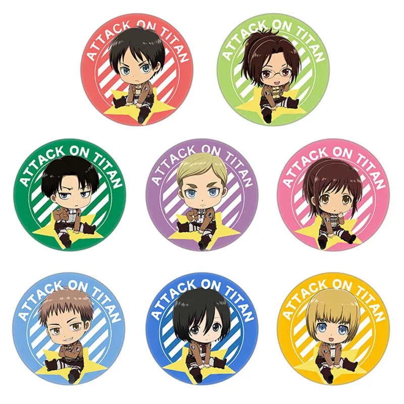 

Attack On Titan Anime Badge Eren Levi Armin Arlelt Erwin Smith Zoe Hange Hans Jean Kirstein Metal Badge Brooch Pins