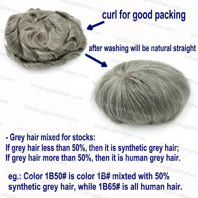 

Hstonir Wig For Males Gray Human Hair Wig Men Hairpiece Super Thin Skin Indian Remy Hair H078