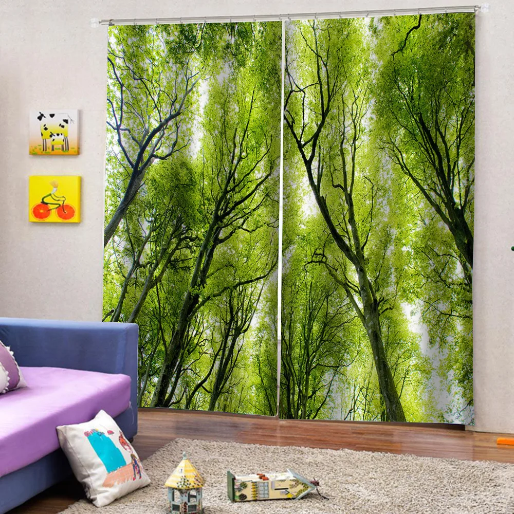 Роскошные затемняющие 3D оконные шторы для гостиной спальни большие зеленые