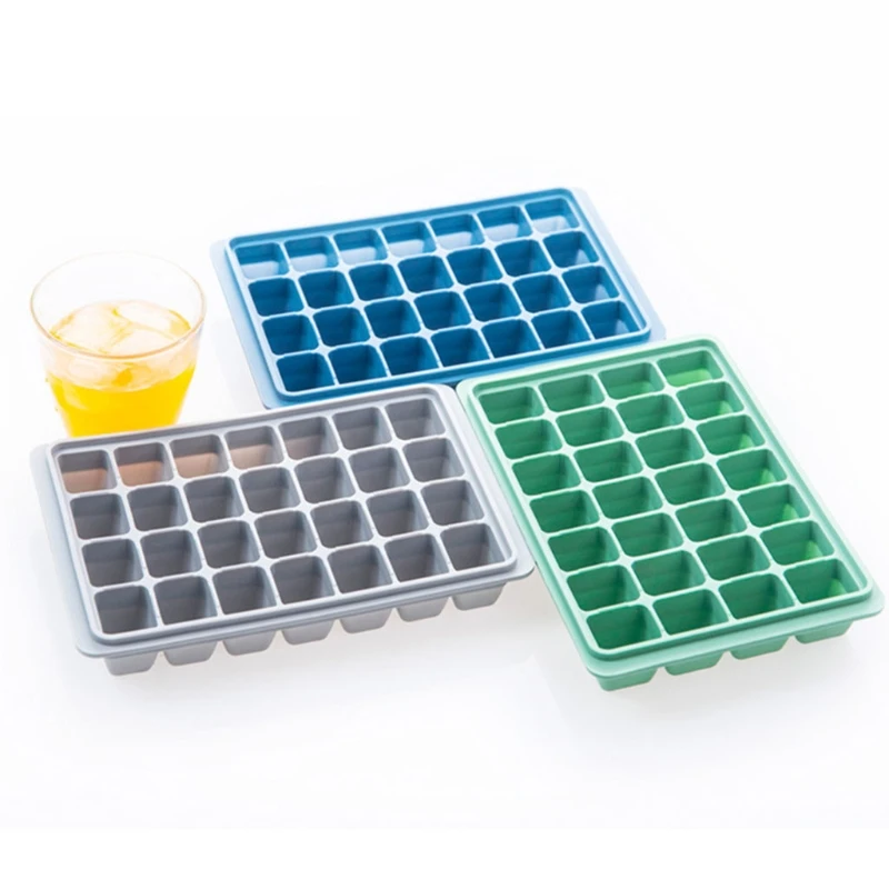 

28-Grids Ice Cube Tray Freezer Mould Ice Cubes Making Silicone Mold with Spill-Proof Lids for Whiskey Cocktails