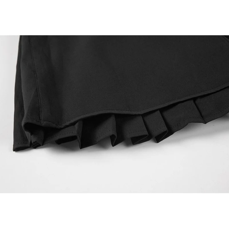 

Harajuku Streetwear Buttons Side Open Pleated Crop Skirt Women Punk Gothic Black High Waist Mini Skirts Y2K Tide Egirl Clothing