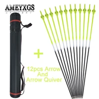 12pcs 500 spine 31 5inch carbon arrow and plastic quiver adjustable straps target arrow head for archery shooting accessories