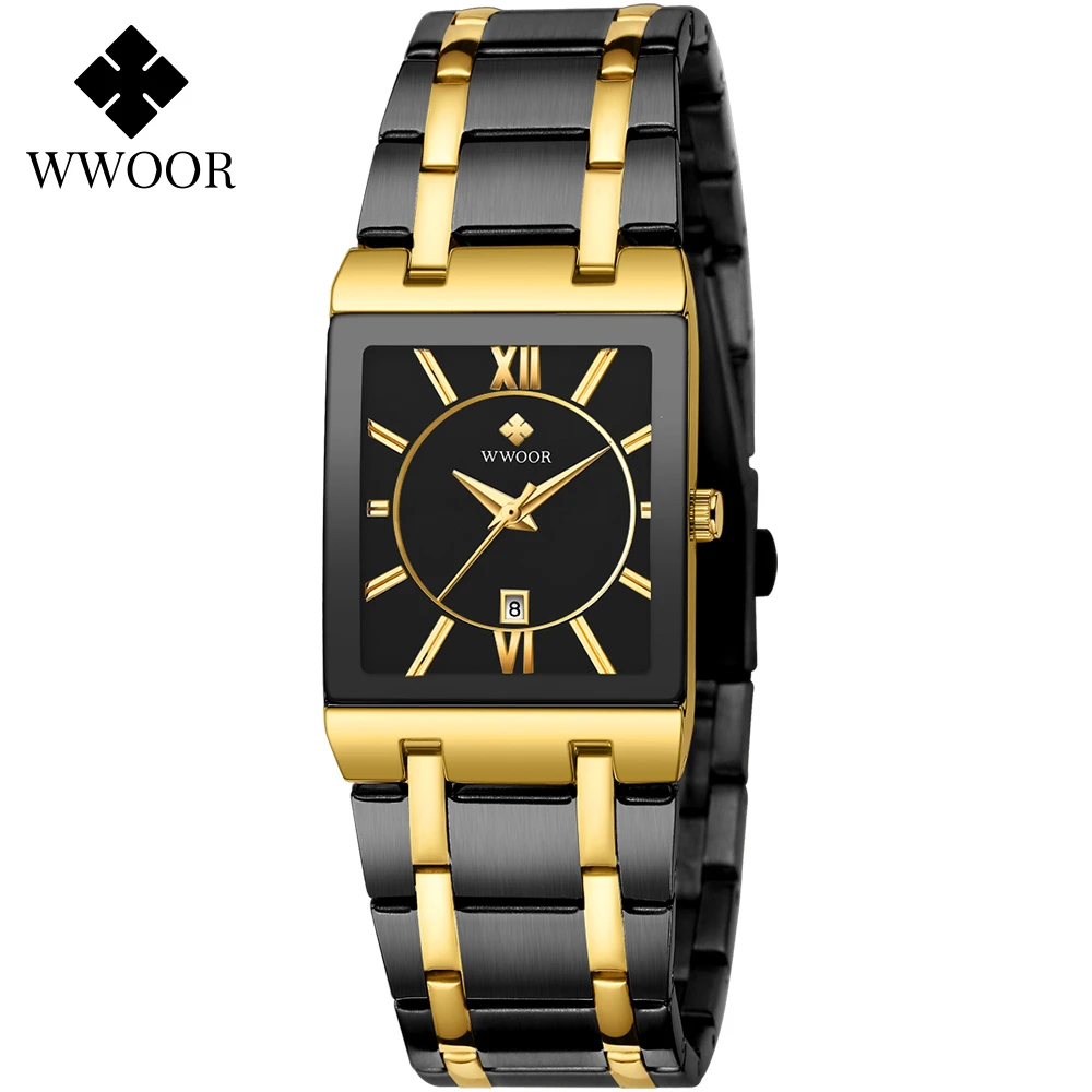 

Luxury Gold Women's Bracelet Watches New WWOOR Top Brand Fashion Square Ladies Dress Quartz Watch Women Casual Sports Wristwatch
