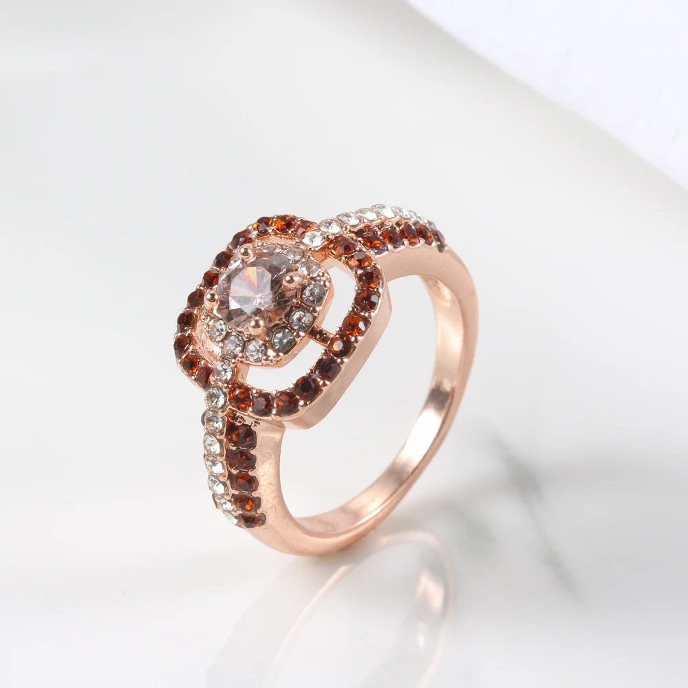 Beiver модные циркониевые кольца цвета шампанского для женщин свадебные украшения