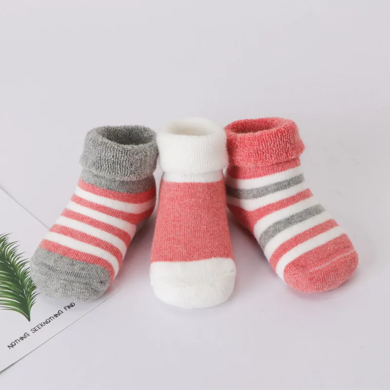 3 предмета носки для новорожденных зимние Утепленные хлопковые малышей детские в