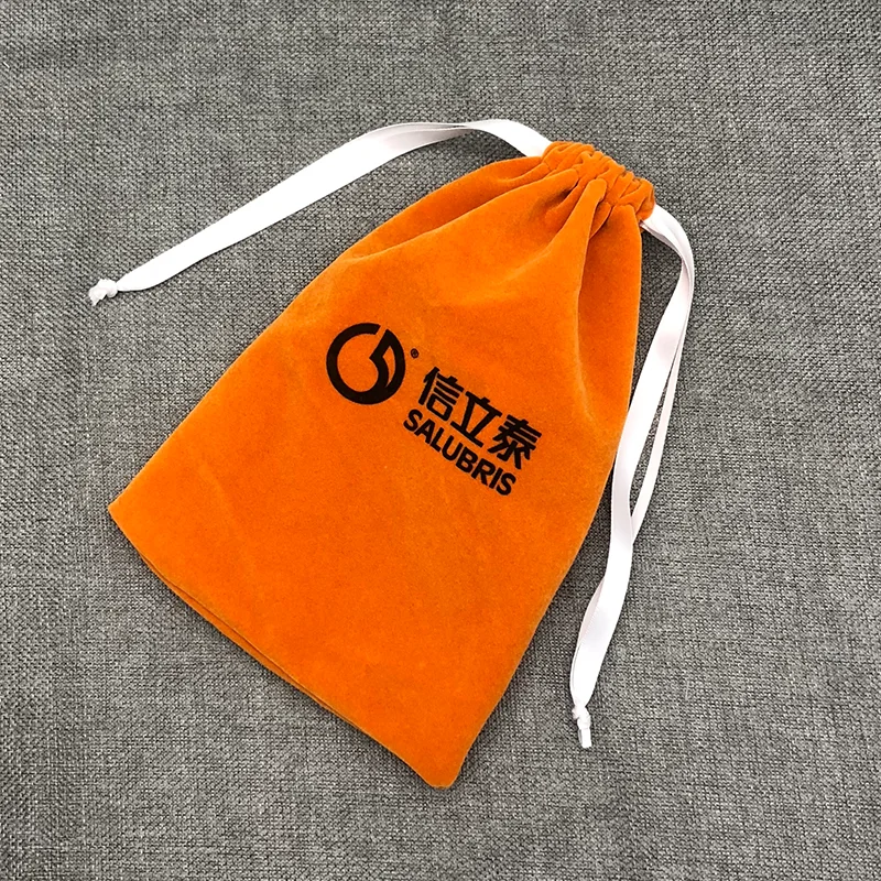 50PCS Velvet Gift Bags Packaging Jewelry Flocking Drawstring Pouches Wedding Party Storage Reusable Sachets for Candy Print Logo | Дом и сад
