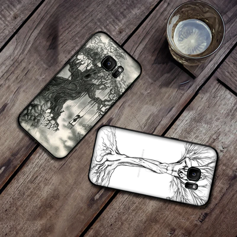 Эскиз пейзаж Мягкий силиконовый чехол для телефона samsung A3 4 5 6 Plus 7 8 910 20 30 40 50 60 70 2018