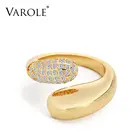 Кольцо VAROLE с гладкой поверхностью и кристаллами для женщин, кольца на палец в стиле панк, золотистые аксессуары, бижутерия