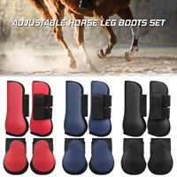 adjustable horse riding leg boots set equine front leg guard hind boots neoprene horse hock protectors equestrian equipment