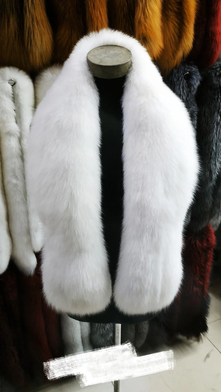 White Fox MLHXFUR, большие,, настоящая Золотая лиса/красная лиса/синяя лиса, шаль, шарф, шарфы, воротники для женщин, мужчин, мужская куртка - Цвет: White Fox