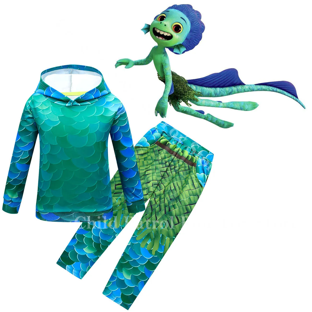 

Disney Luca Alberto Sea Monsters Anime Figures Children Fashion Clothes Boys Cartoon Printed Hoodie Sweatshirts Trousers Suit