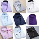 Мужская деловая рубашка с длинными рукавами, Повседневная приталенная рубашка в полоску из Твила, Осень-зима 2019