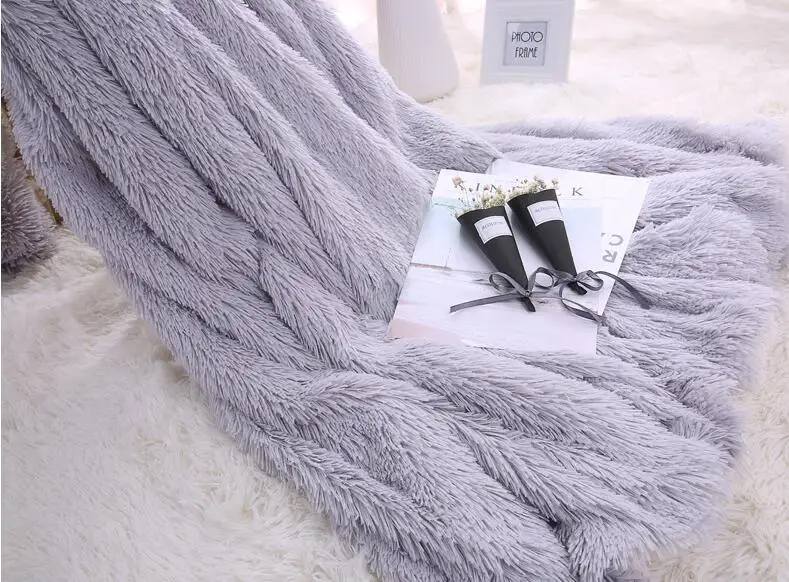 Пушистое плюшевое одеяло PV супермягкое постельные принадлежности пушистое из