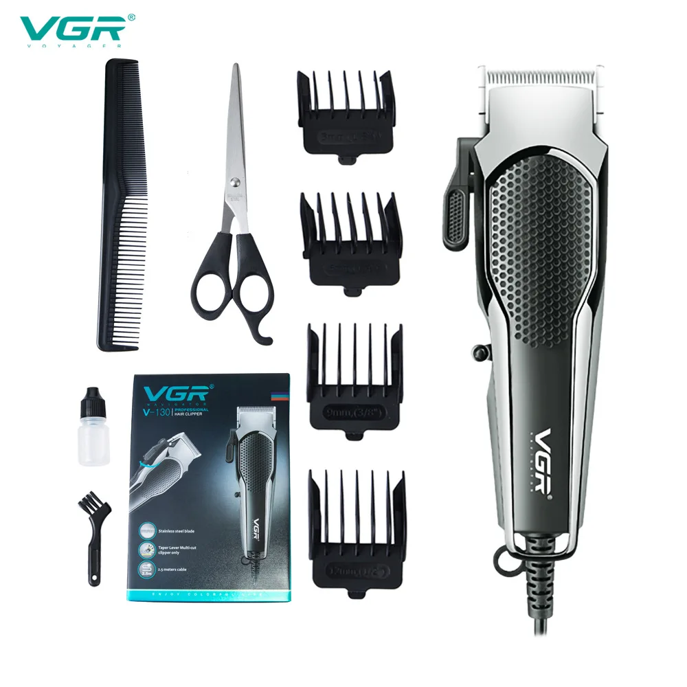 

VGR Hair Clipper Retro Oil Head Scissors High-power Gradient Plug-in Corded Hair Clipper Set Beard Trimmer Grooming Kit V-130