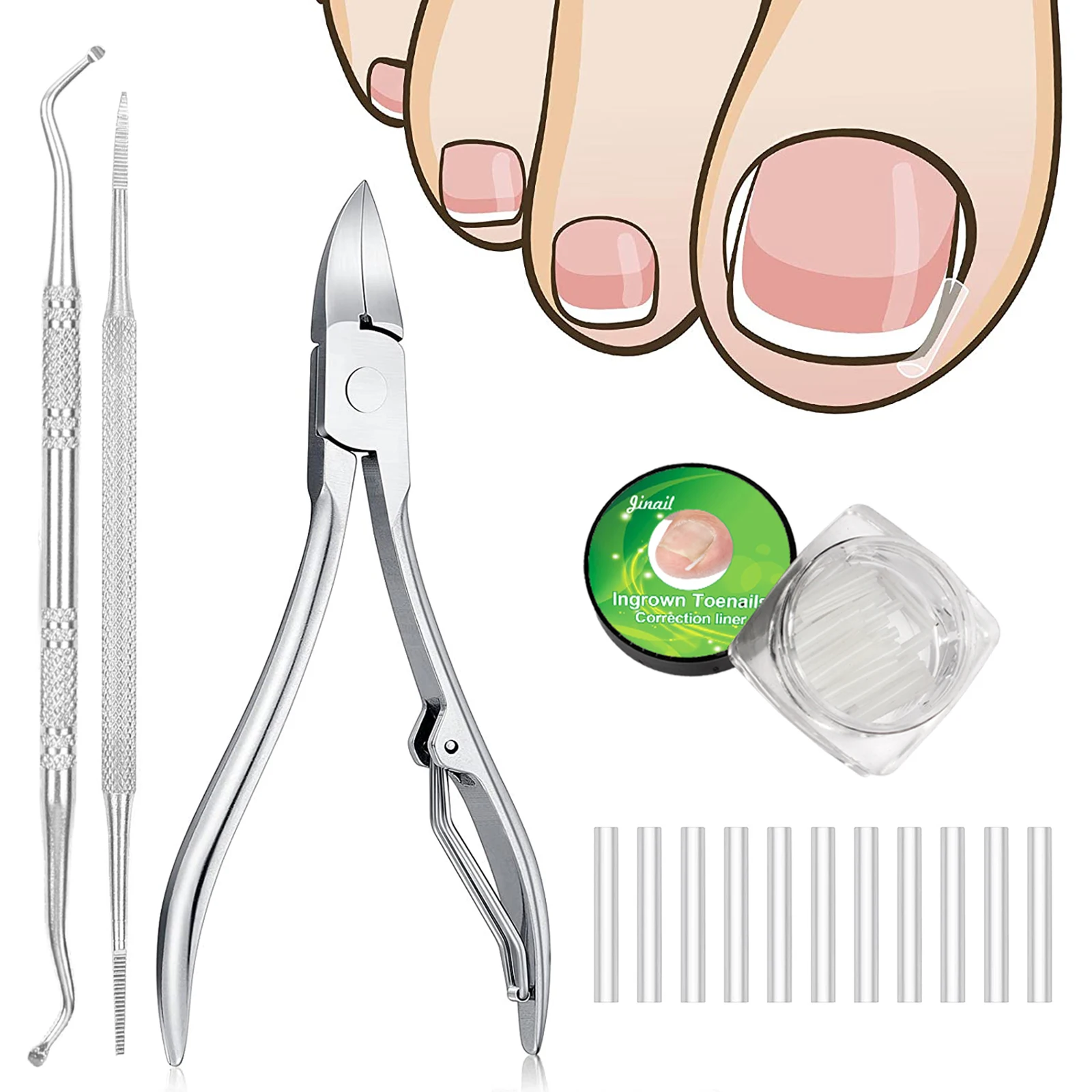 

Pedicure Ingrown Toenail Tools Kit Toenail Treatment for Ingrown Toenail Removal Correction Toe Nail Corrector Lifter Clipper