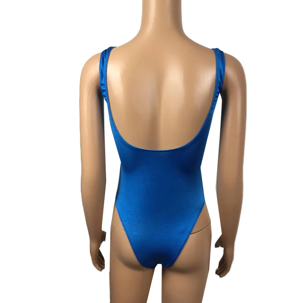 Женский купальный костюм SAGACE цельный однотонный купальник с надписью и открытой