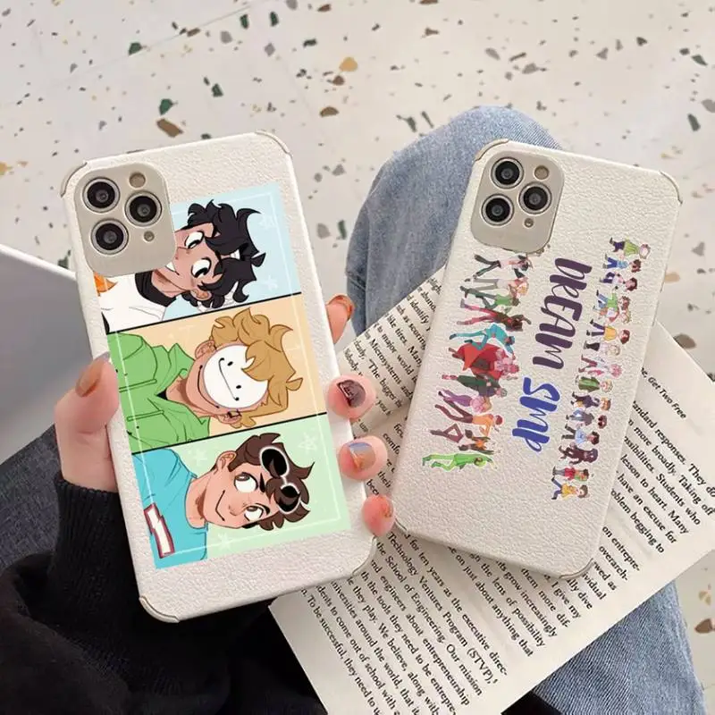 

Dream smp Phone Case Lambskin Leather For iphone 12 11 8 7 6 XR X XS PLUS MINI PLUS PRO MAX Shockproof