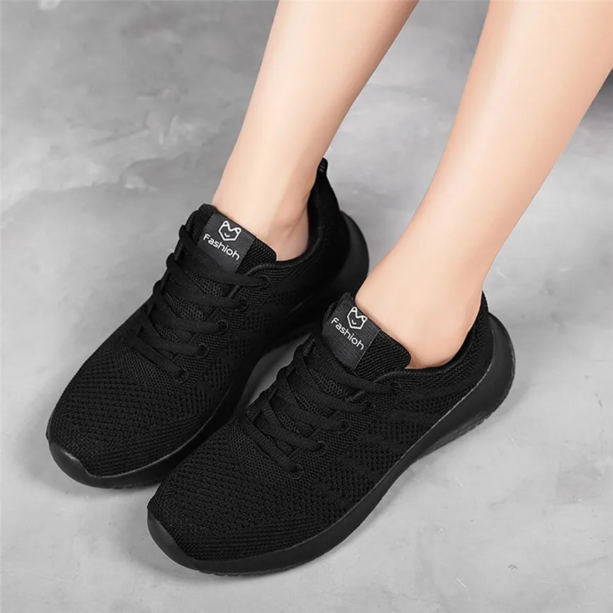 Женские сетчатые однотонные Нескользящие кружевные кроссовки повседневные для