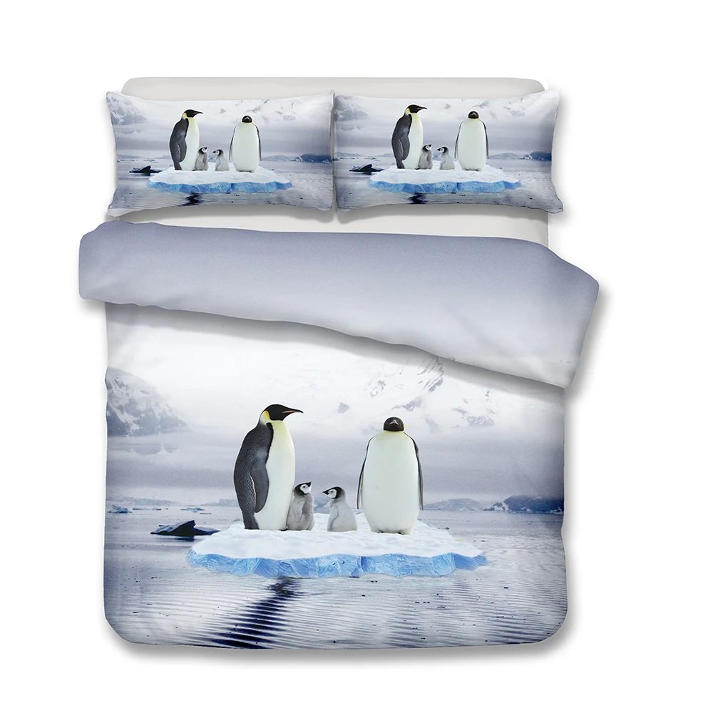 KTLRR 3D Bedding Set Beach Scape Flowers Twin Full Queen King Bedclothes penguin Duvet Cover Bedlinen Popular | Дом и сад