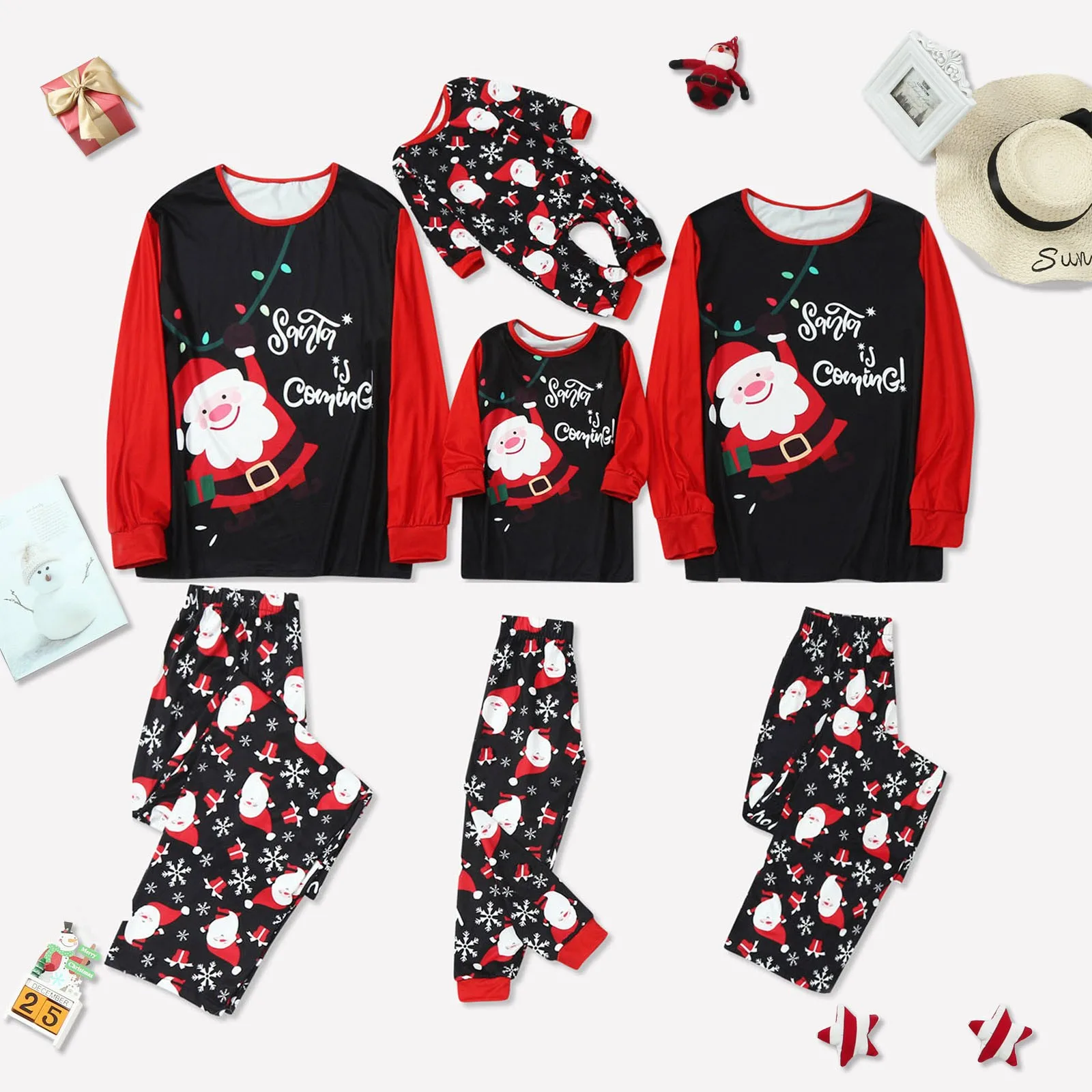 

Christmas Father Mother Kids Clothes Top+pants Christmas Santa Prints Family Matching Long Sleeve Matching Outfits 2021 New R5