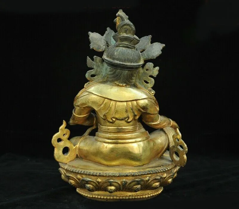 

wedding decoration 12"Tibet Buddhism Bronze 24k gold Gilt wealth God Yellow Jambhala Mammon statue