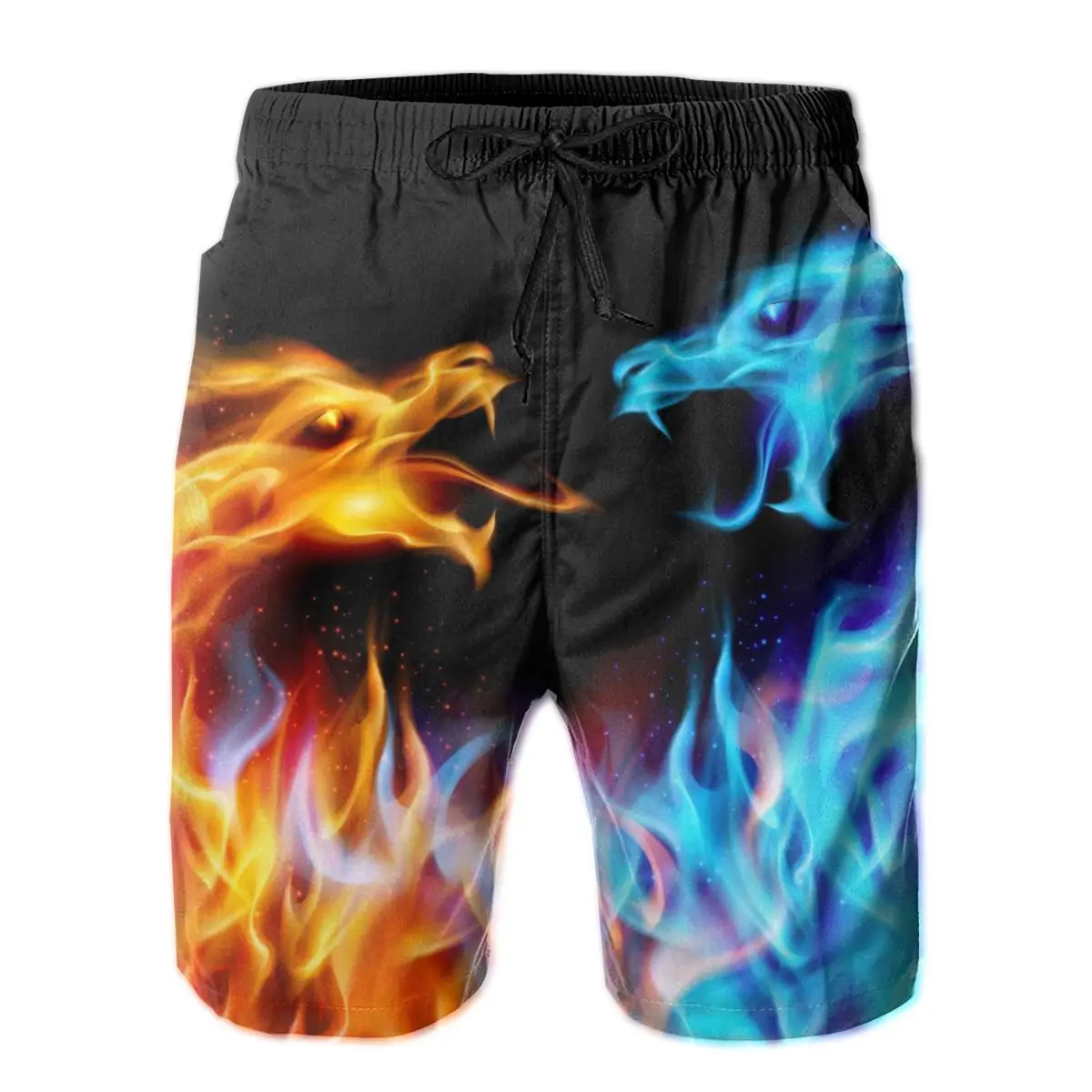 

Mens Swimwear Swim Shorts Trunks Blue And Red Fire Dragons Beach Board Shorts Swimming Swimsuits Running Sports Surffing shorts