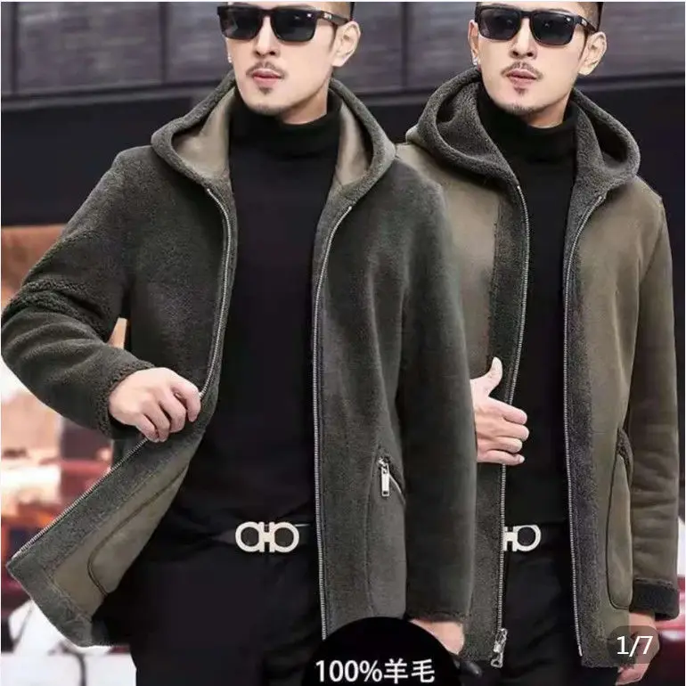 

Осень-зима 2021, Мужская толстовка большого размера, пальто из овечьей шерсти, Мужская бархатная Толстая теплая куртка, Повседневная Новая му...