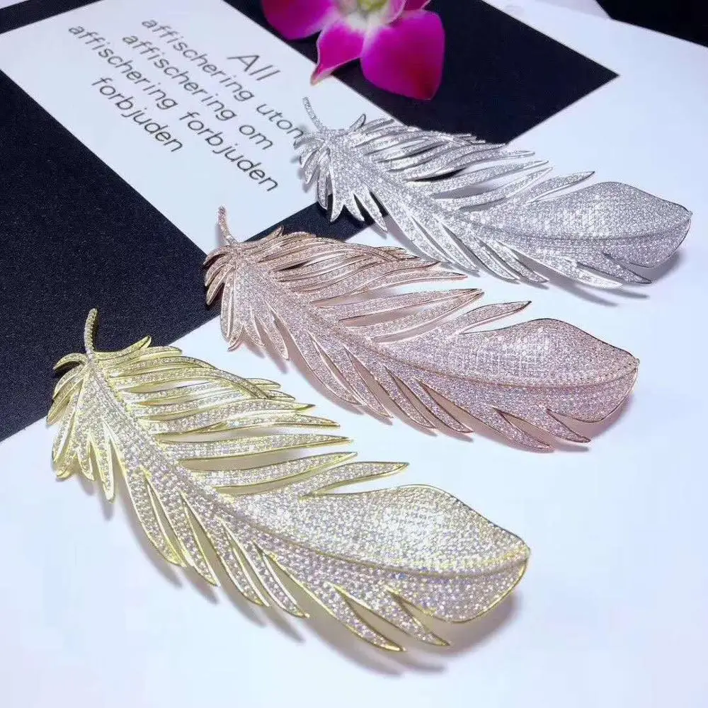 

65mm Women's High Quality coat feather brooch,Fashion Style For Woman Christmas Gift 1 Pair