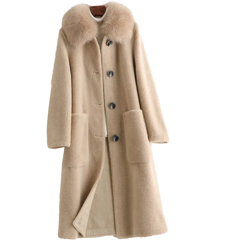 Женское зимнее меховое пальто с воротником из лисьего меха|Шубы и дубленки| |