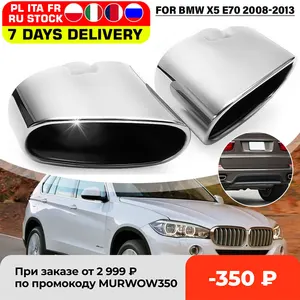 Наконечники на выхлопную трубу для BMW X5 E70 E53 2000-2016, хромированные, из нержавеющей стали, с двойной выхлопной трубой, глушитель, аксессуары для тюнинга автомобилей