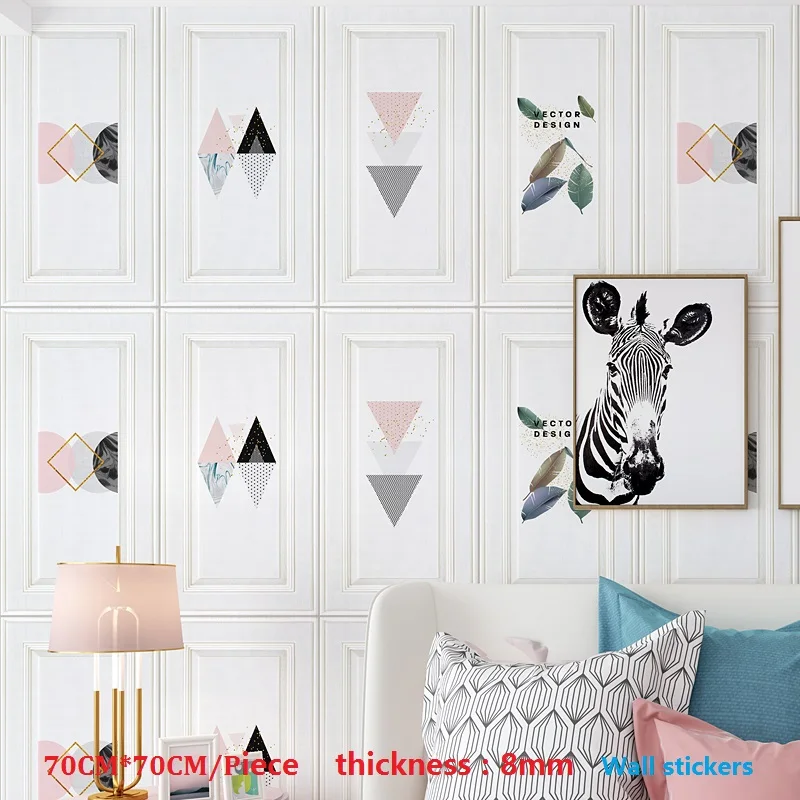 

Nordic 70cm*70cm Thicken 3d Wall Stickers For Kids Room Waterproof Self-adhesive Wallpaper For Living Room Bedroom Decoration