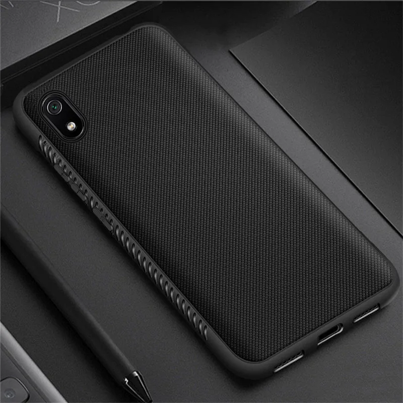 xiaomi Redmi 7A чехол 5.45 дюймов тонкий против скольжения матовый мягкий силиконовый доспех защитный чехол для на xiaomi Redmi 7A чехол на Redmi 7 A чехол обложка телефона сумка - Цвет: black